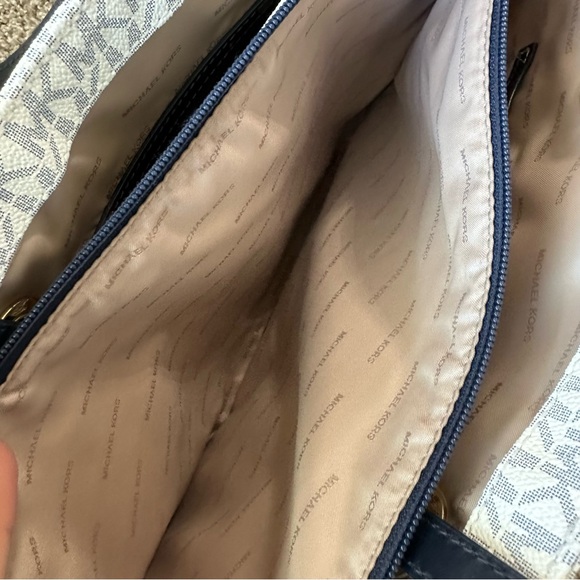 Michael Kors White and Blue Monogram Tote - Picture 6 of 7